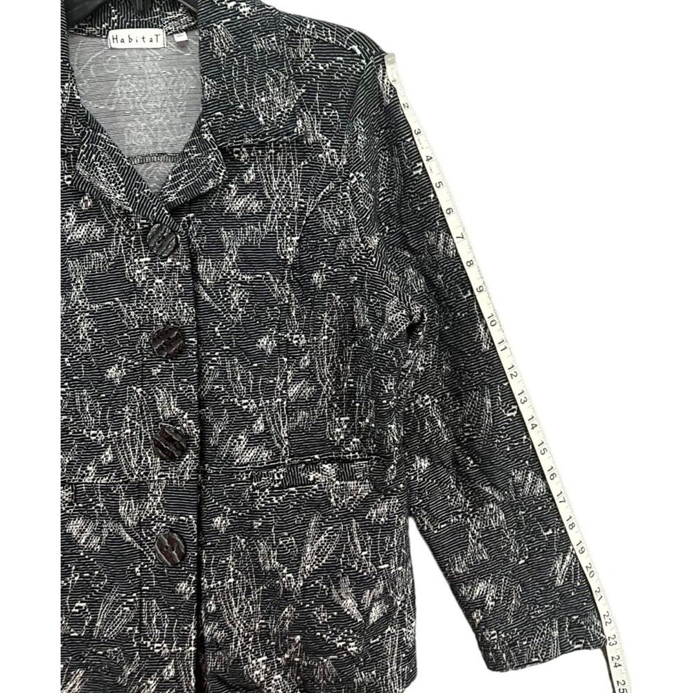 Habitat Blazer Jacket Women M Blue Knit Tapestry Texture Buttons Pockets Stretch - Picture 9 of 16
